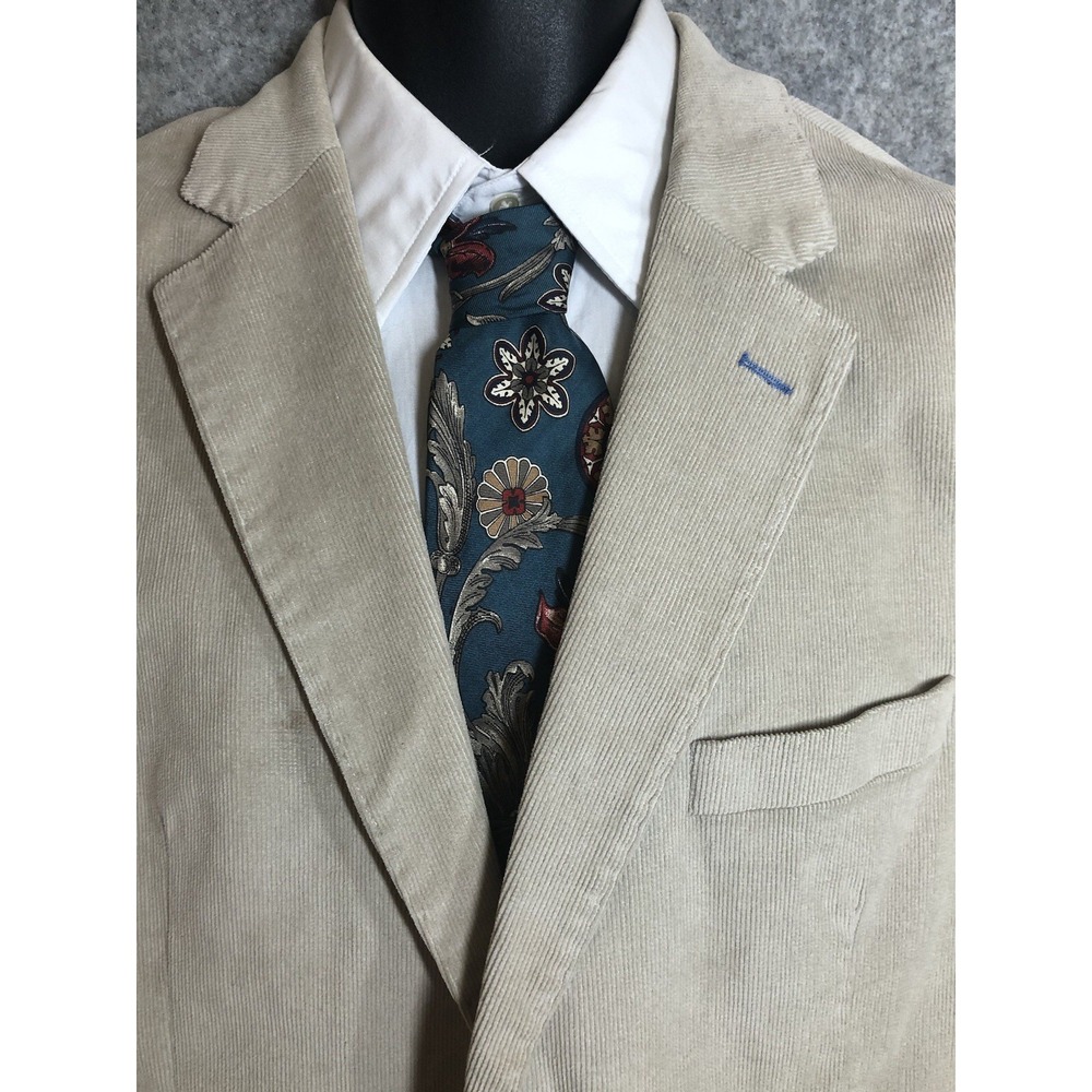 Tailor Byrd Blazer Mens‎ 44 Tan Cotton Corduroy Suit Coat Jacket Classic